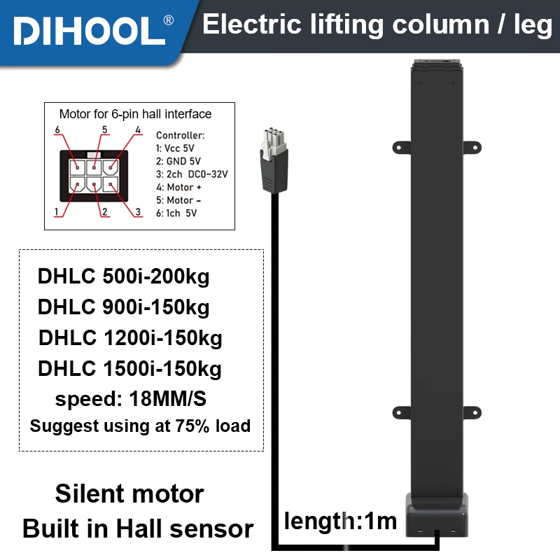 Lift Column 2000N 200kg  Stroke 500MM 900MM 1200MM Electric Table Leg Actuator HALL Controller Height Adjustable Motor