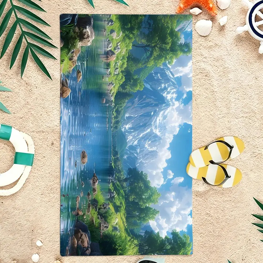 Natural The Place Promised in Our Early Days Towel Microfiber soft Beach Towel for Travel Fitness Sauna Bathing Camping