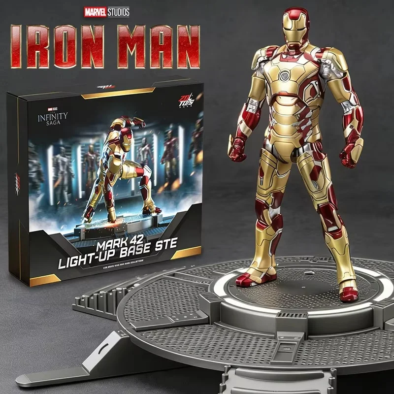Genuine Zd Toys Iron Man Mark Mk42 Action Figure Collectible Model Movable Joints Light Up Base Desktop Decoration Toy Gifts view 2