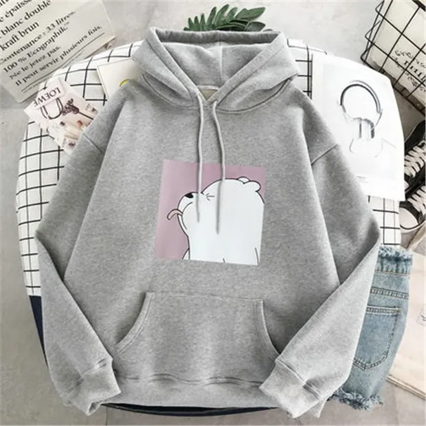 2026 New Style Little White Bears Hoodies Female Ulzzang Korea Women Hoddies Pullover Graphic Streetwear image 4