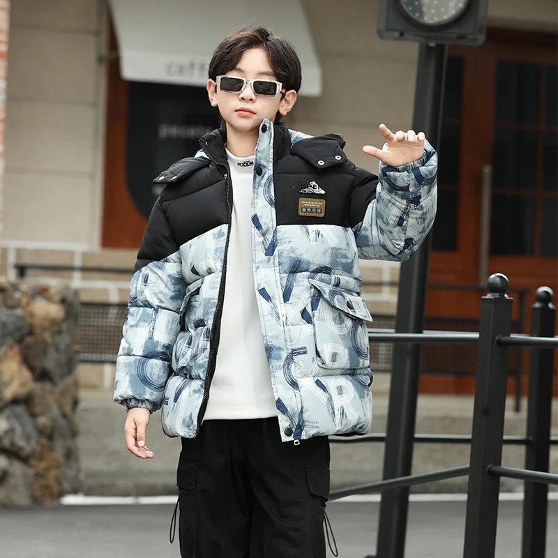 winter-style-trendy-boys'-multi-color-coat-with-no-collar-padded-and-thick-cotton-jacket-for-children-aged-6-to-14-years-old