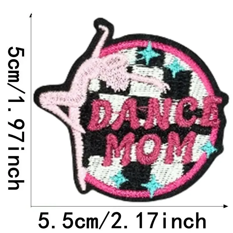 English Letters Ball Sports Dance Mom Iron-on Sew Embroidery Badge Patches DIY T-shirt Hat Backpack Clothing Appliques Sticker