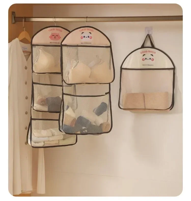Große Kapazität Cartoon Wand montiert diverse Mesh Tasche Tragbare Spielzeug Kleidung socke coating Organizer Net Badezimmer Lagerung Mesh Tasche