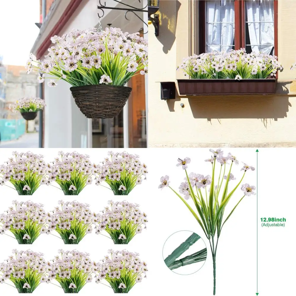 

UV-Resistant Outdoor Artificial Flowers for Porch and Window Box Decoration (White)