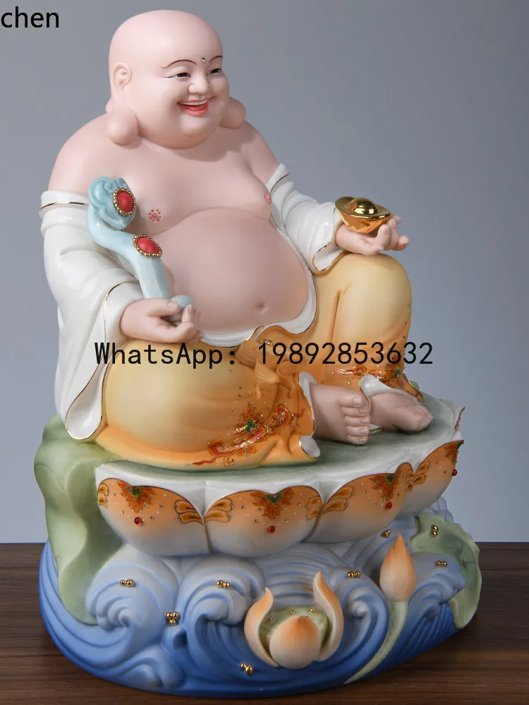 FX   ceramic  big belly laughing buddha bodhisattva home hand-painted buddhist hall bring in wealth and treasure ornaments