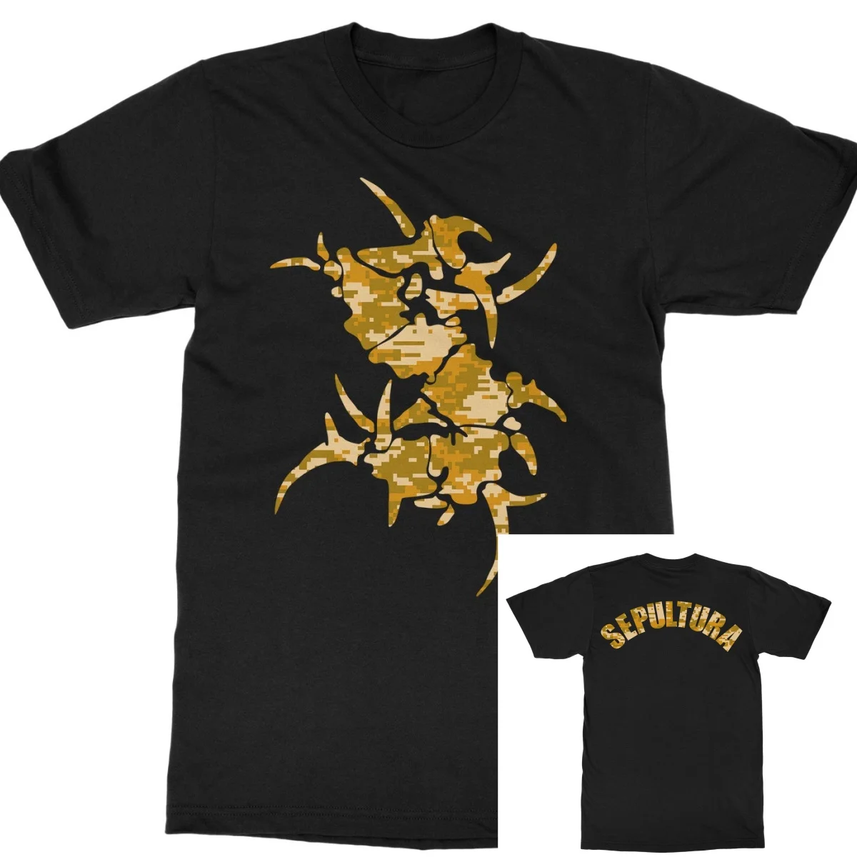 Sepultura Desert Camouflage S Logo Band T-Shirt 100 % Baumwolle Grafik-T-Shirt Herren Damen Sommer Streetwear Top