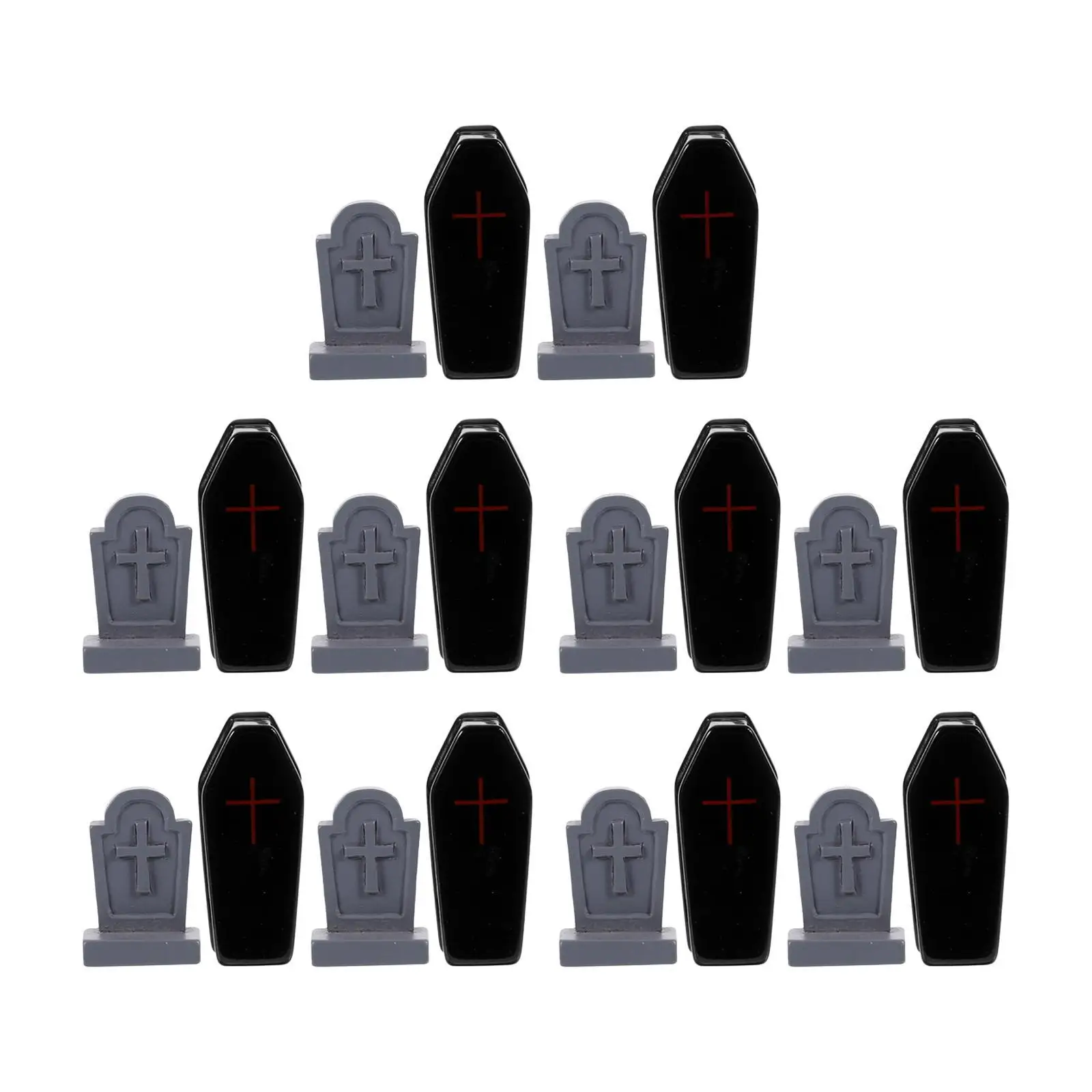 20 Pieces Miniature Figurines Halloween Decorations Craft Gift Photo Props Coffins and Grave Sculpture for Dollhouse Outdoor