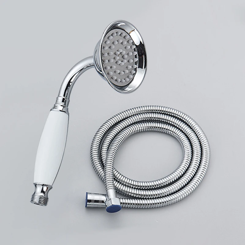 

Polished Chrome Brass Ceramics Telephone Hand Held Shower Head & 1.5 M Hose Water Saving Handheld Sprayer Shower Set