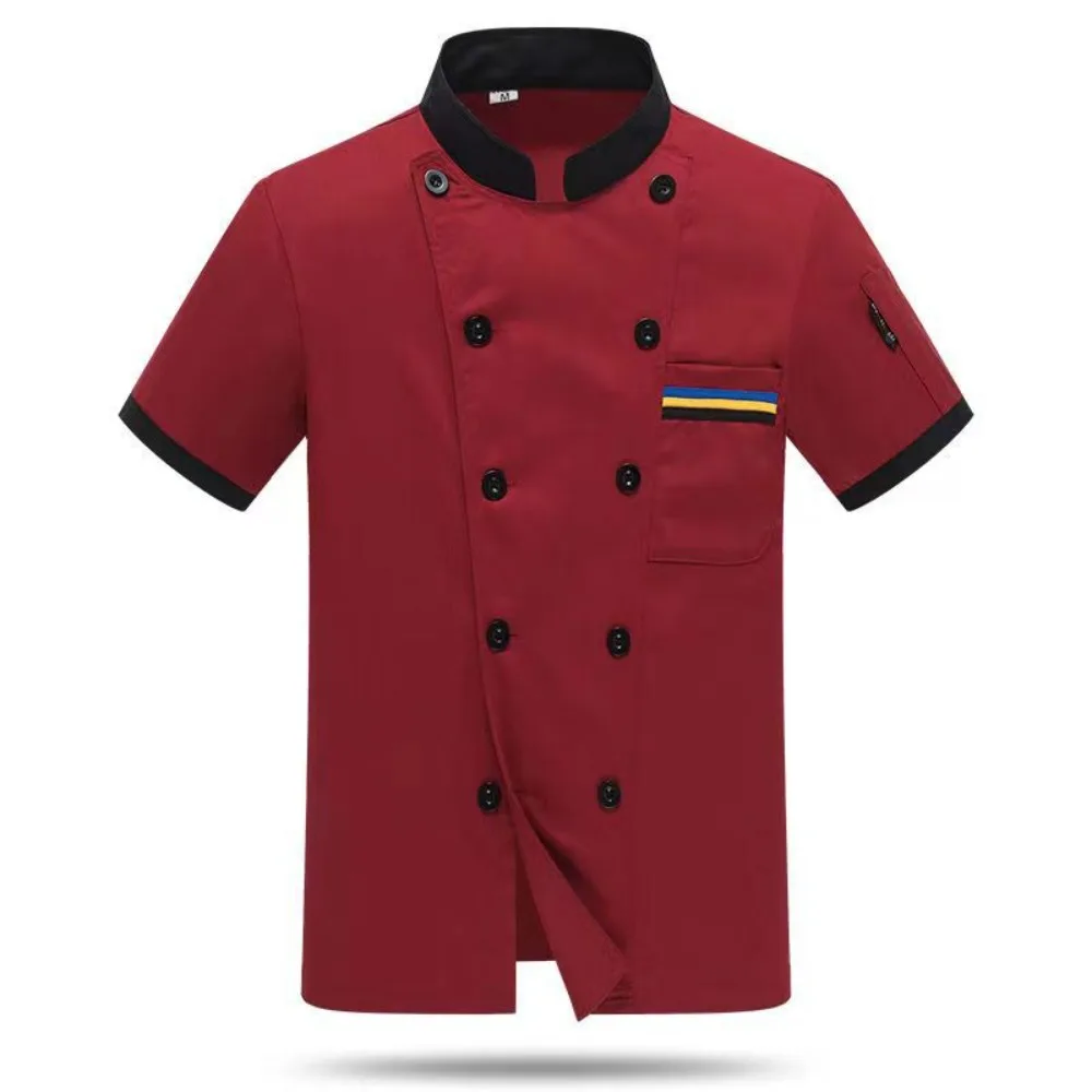Manteau de chef professionnel – Uniforme de cuisine unisexe à manches longues et courtes pour le boulanger, la pâtisserie, le personnel du restaurant et de la cafétéria