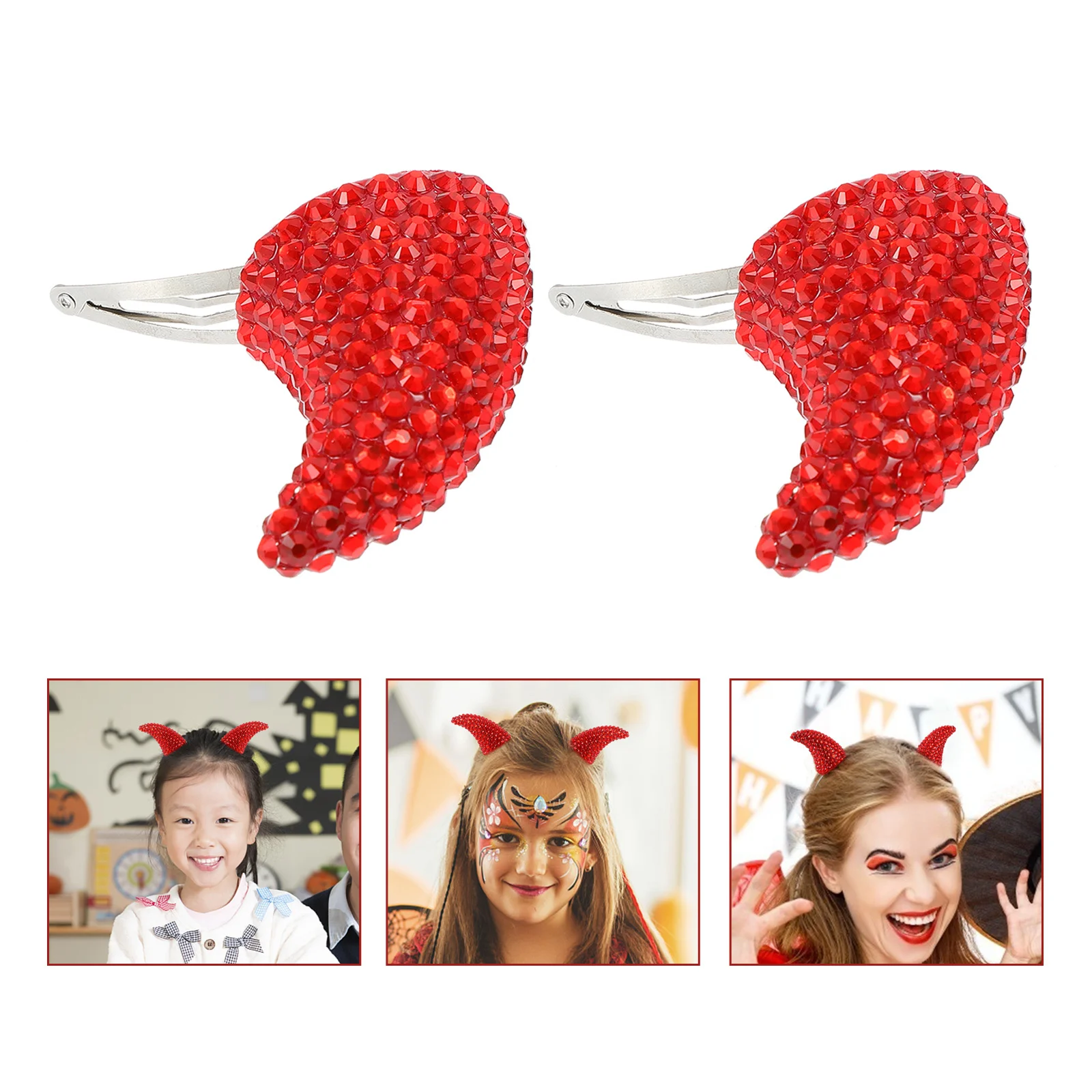 

2 шт., заколки для волос с рогом, головные уборы дьявола на Хэллоуин для детей и взрослых, аксессуары для костюмов, вечерние, косплей, фотография, праздничное украшение