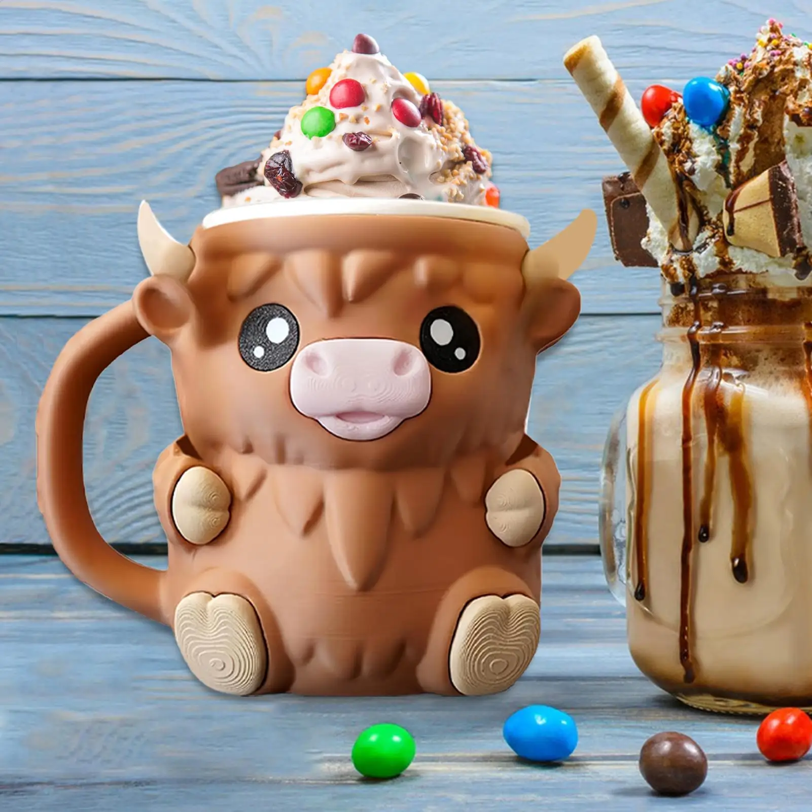 Ice Cream Holder Highland Cow Ice Cream Holders Sleeves Spill-Proof Beer Can Cup for Freezer Dessert Soda Outdoor Trips Summer - view 2