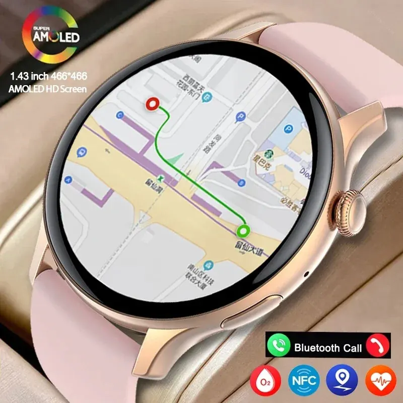 

New Bluetooth Call Smart Watch Men 1.43-inch AMOLED Screen Heart Rate Blood Oxygen Smartwatch Women IP68 Waterproof Watches 2024