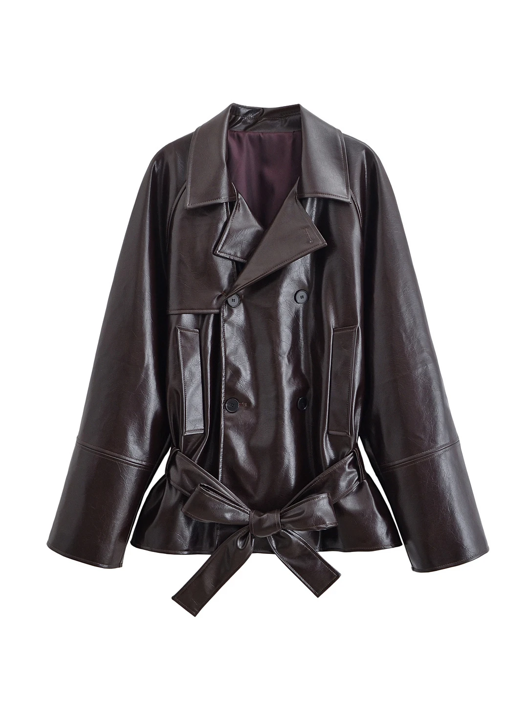 Or PU cuir Jaet femmes motard Sle manteau col rabat taille cintrée Faionable automne vêtements d'extérieur jeunesse trajet tendance