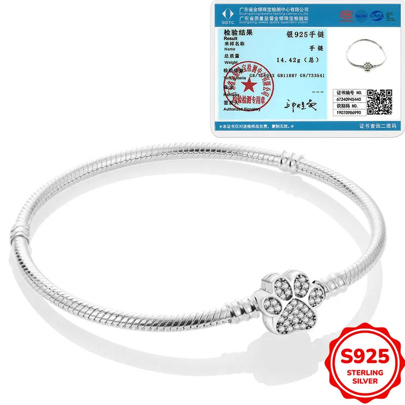 

Original Bracelet 925 Sterling Silver 17-20CM Fully adorned with cute claws Bracelet Fit DIY Charms Beads Fashion Women Jewelry