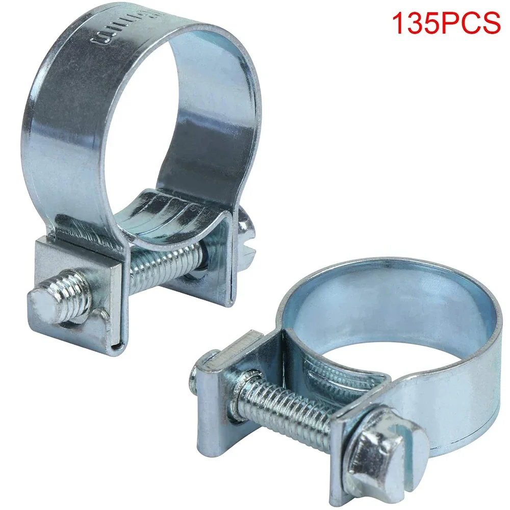 Schlauchklemmen, 135-teiliges Set Doppelohr-Klemmen 8-18mm Schneckenantrieb Kraftstoff- und Wasserschlauchklemmen Sortiertes Kit – Detail 7