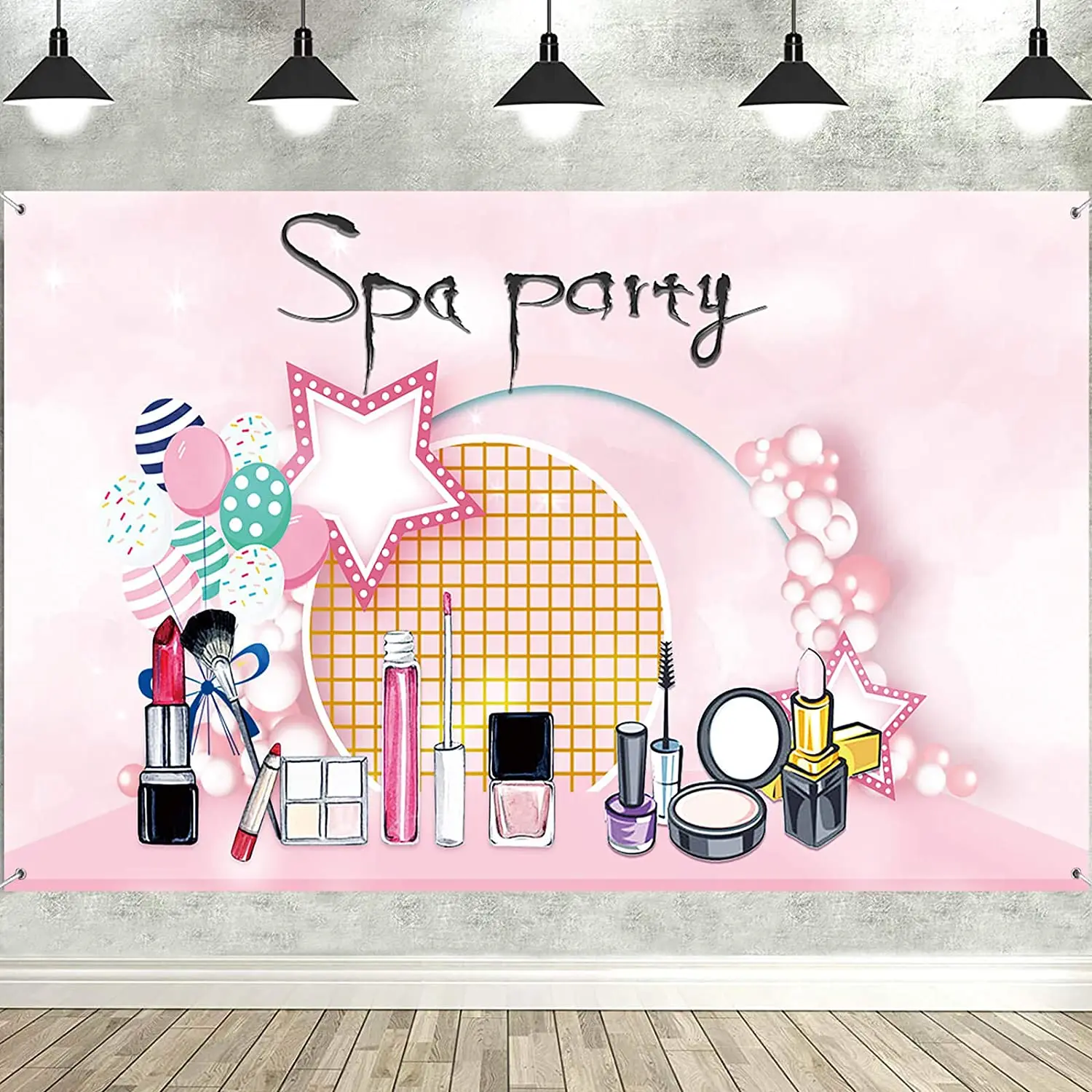 

Photography Backdrop Sweet Pink Princess Girls Makeup Background Banner Teens Girls Spa Make Up Theme Birthday Baby Shower Party