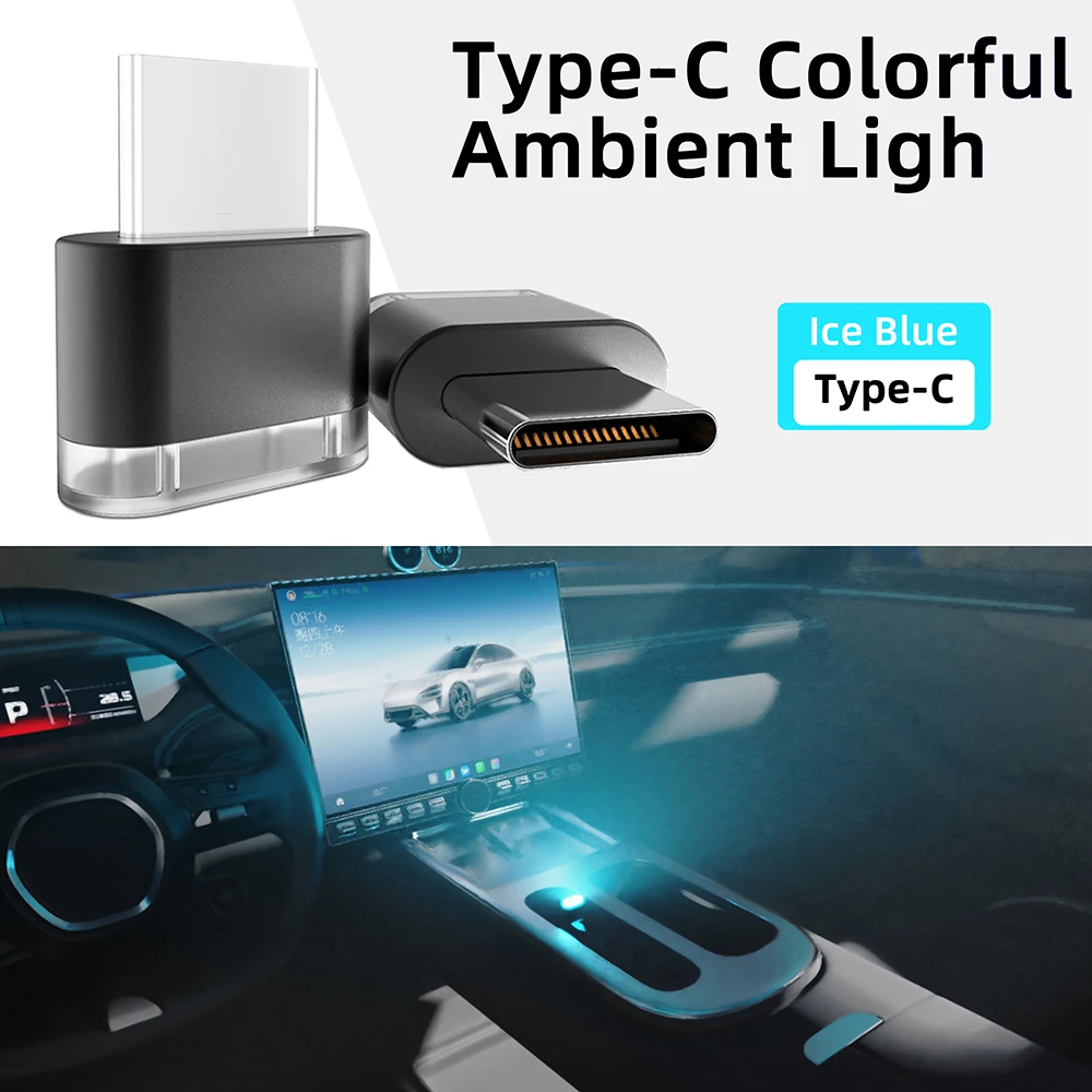 Neue Typ-C Auto Innen Umgebungs Atmosphäre Licht LED Signal Lichter Auto Lesen Lampe Dekorationen Auto Innen Zubehör