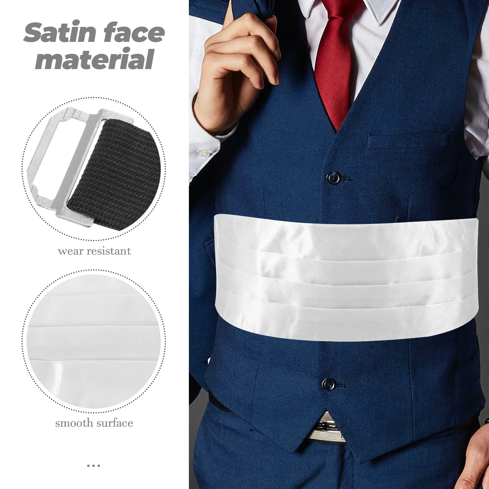 

1Set Men's Fashion Cummerbund Bow Tie Pocket Handkerchief Satin Face Wedding Party Prom Accessory Cummerbund and Bow Tie Set