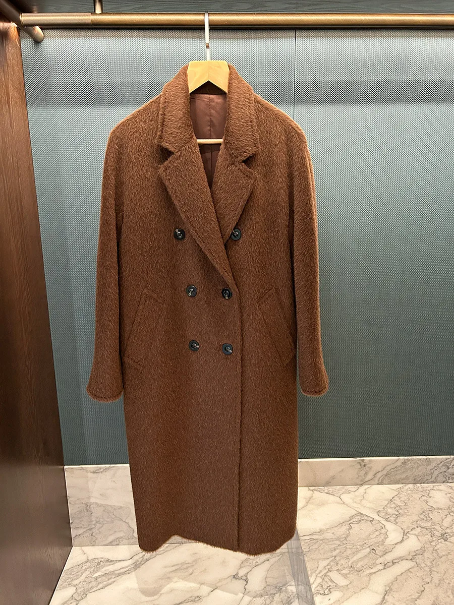 معطف طويل من صوف الألبكة متوسط الطول #3