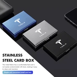 Car Stainless Steel Business Organizer Card Storage Case For Tesla Model Y 3 S X Roadster Bonina