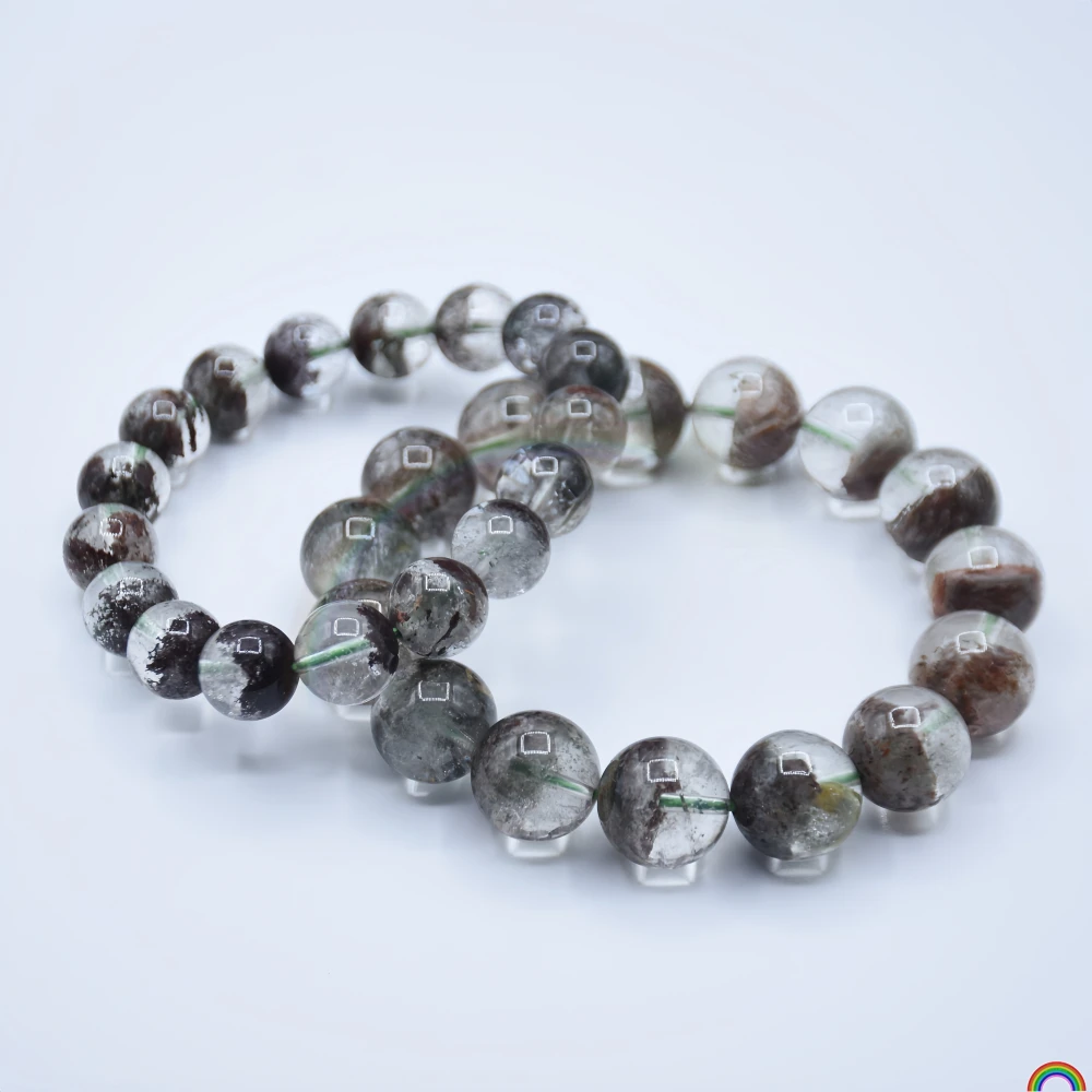 Natural Green Spirit Crystal Bracelet, Half Cornucopia, Wealth Attraction Green Hair Crystal, Luck Charm Beads Bracelet, Rwbuy