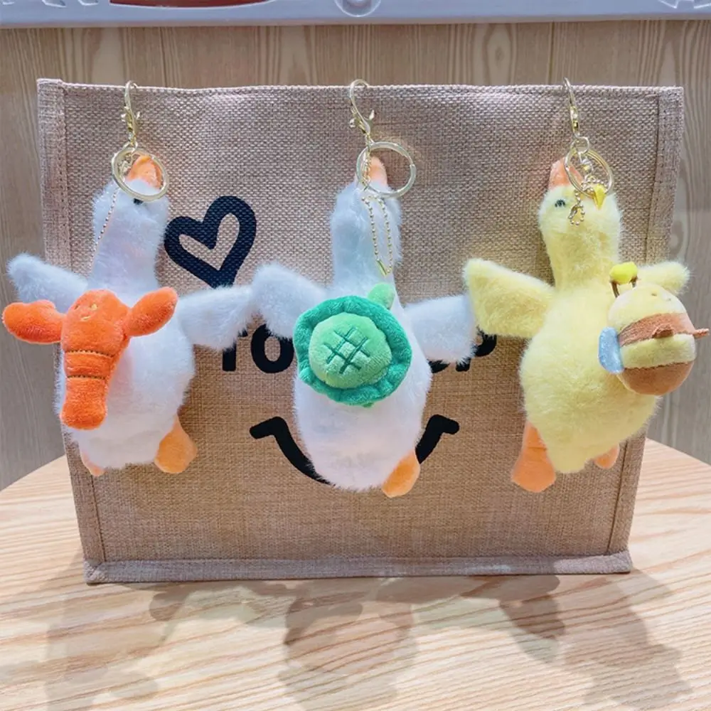 Lindo llavero de pato de peluche, cangrejo, tortugas, abejas, llavero de moda para parejas, bolso creativo, regalos colgantes