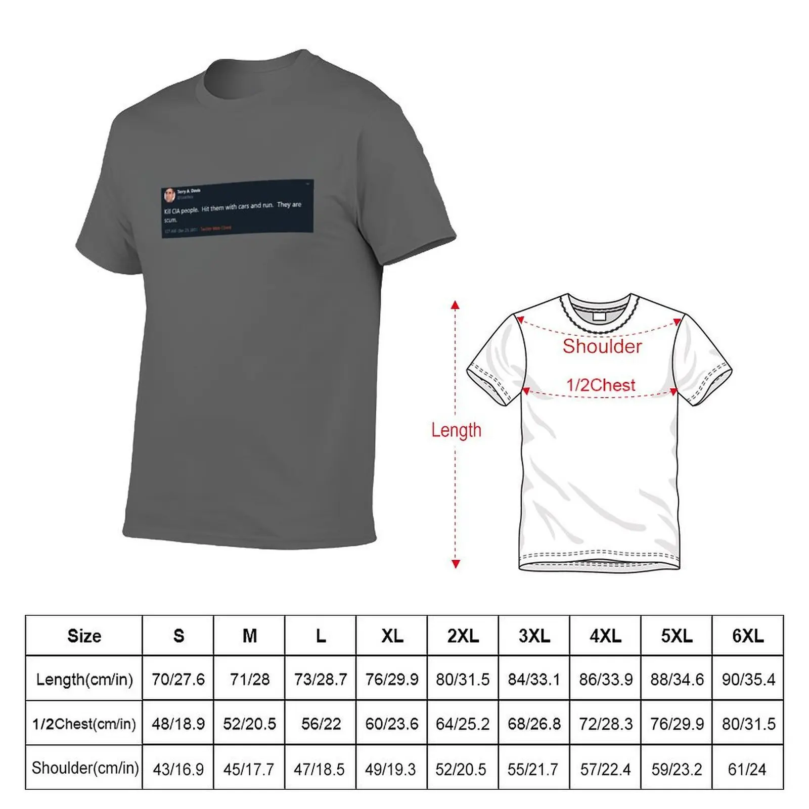 تيري أ ديفيس CIA تويت تي شيرت أسود قطن تي شيرت عادي للرجل حزمة تي شيرت رجل فاخر تي شيرت