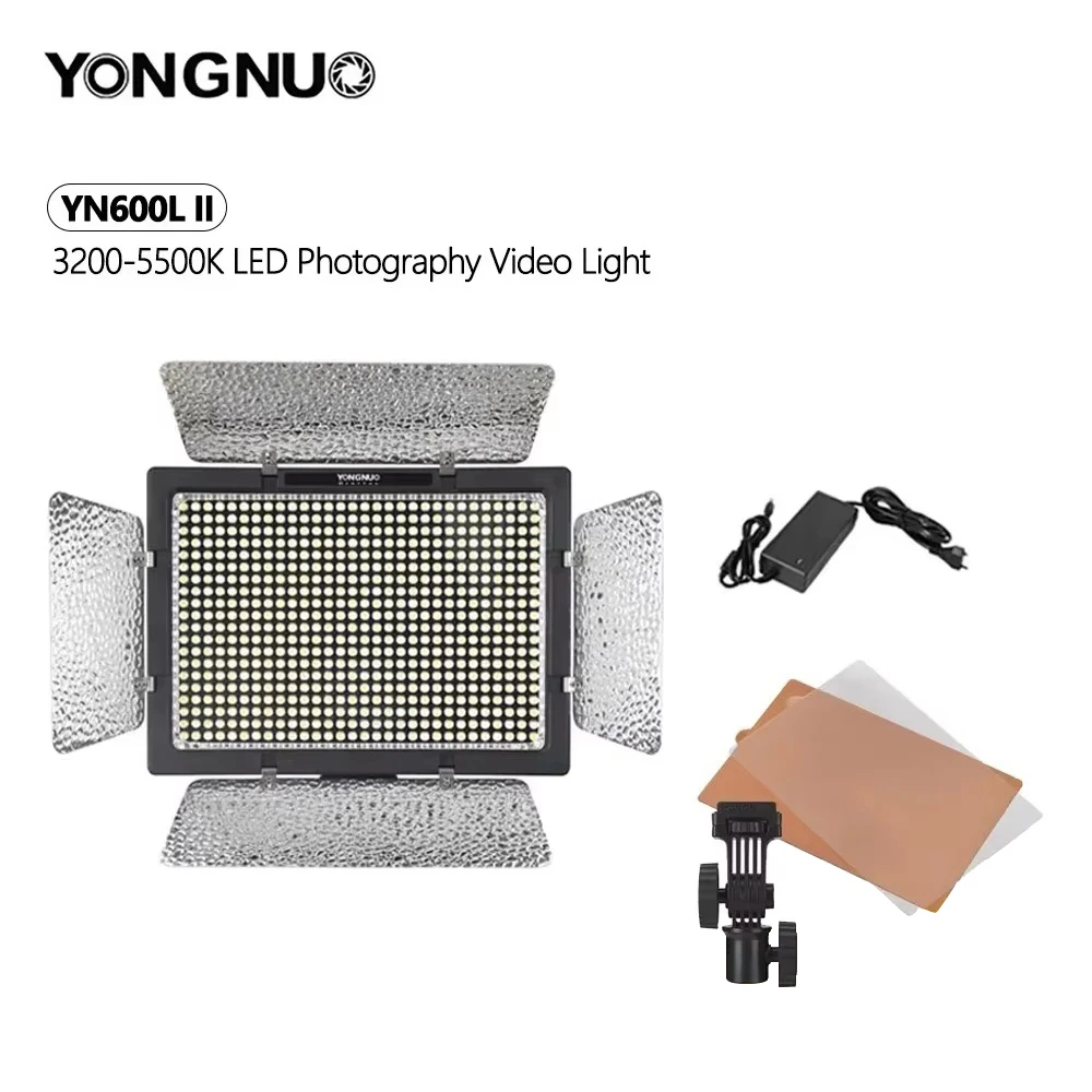 YONGNUO YN600L II светодиодная видеокамера для фотосъемки 3200K-5500K цветная регулируемая лампа беспроводной пульт дистанционного управления с адаптером переменного тока