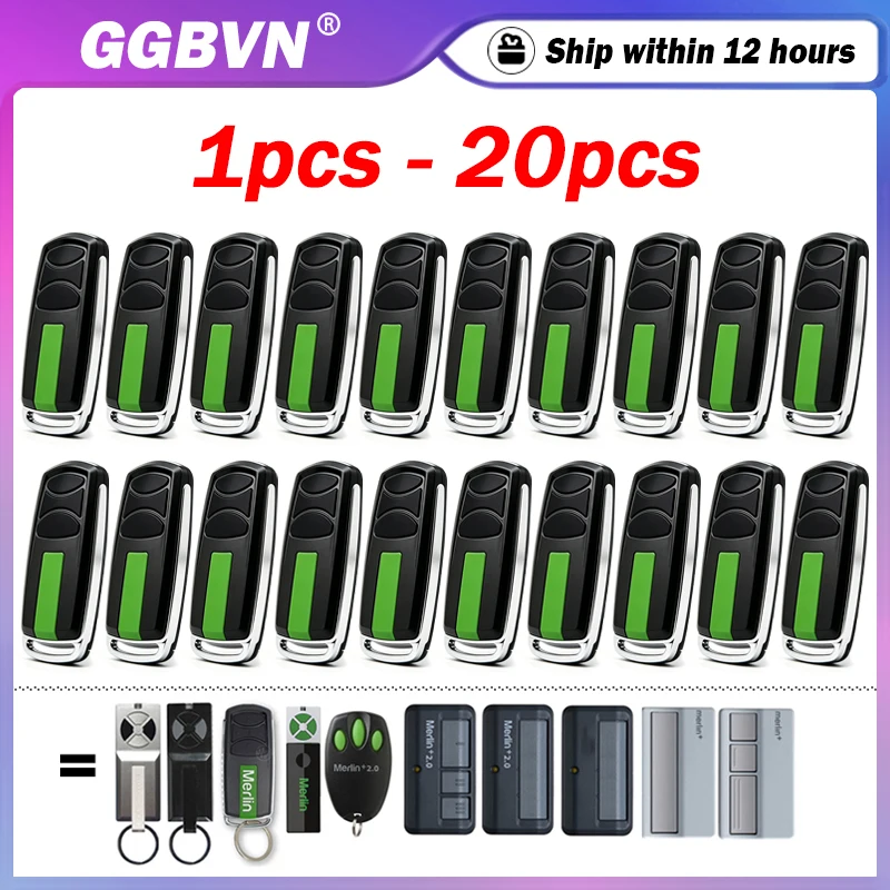 

Merlin E960M Security+ 2.0 Garage Door Remote Control For Merlin E950M E940M E943M E940M 433.30 433.92 434.54 MHz Billion Code