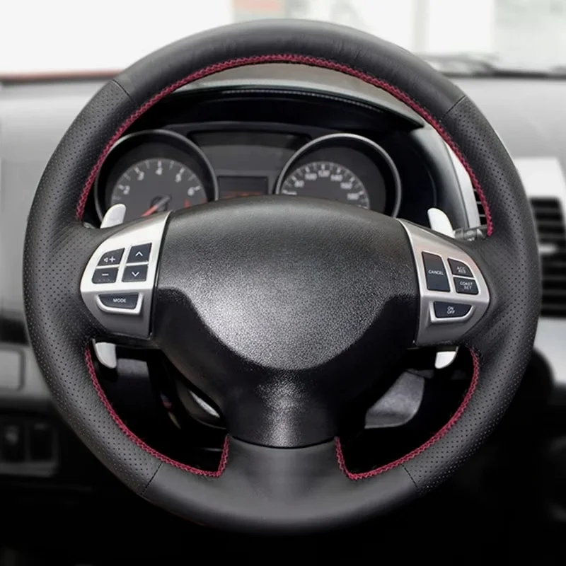 

Car Steering Wheel Leather Cover For Mitsubishi Lancer X 10 2007-2015 Outlander 2006-2013 ASX 2010-2013 Pajero Sport 2008-2016
