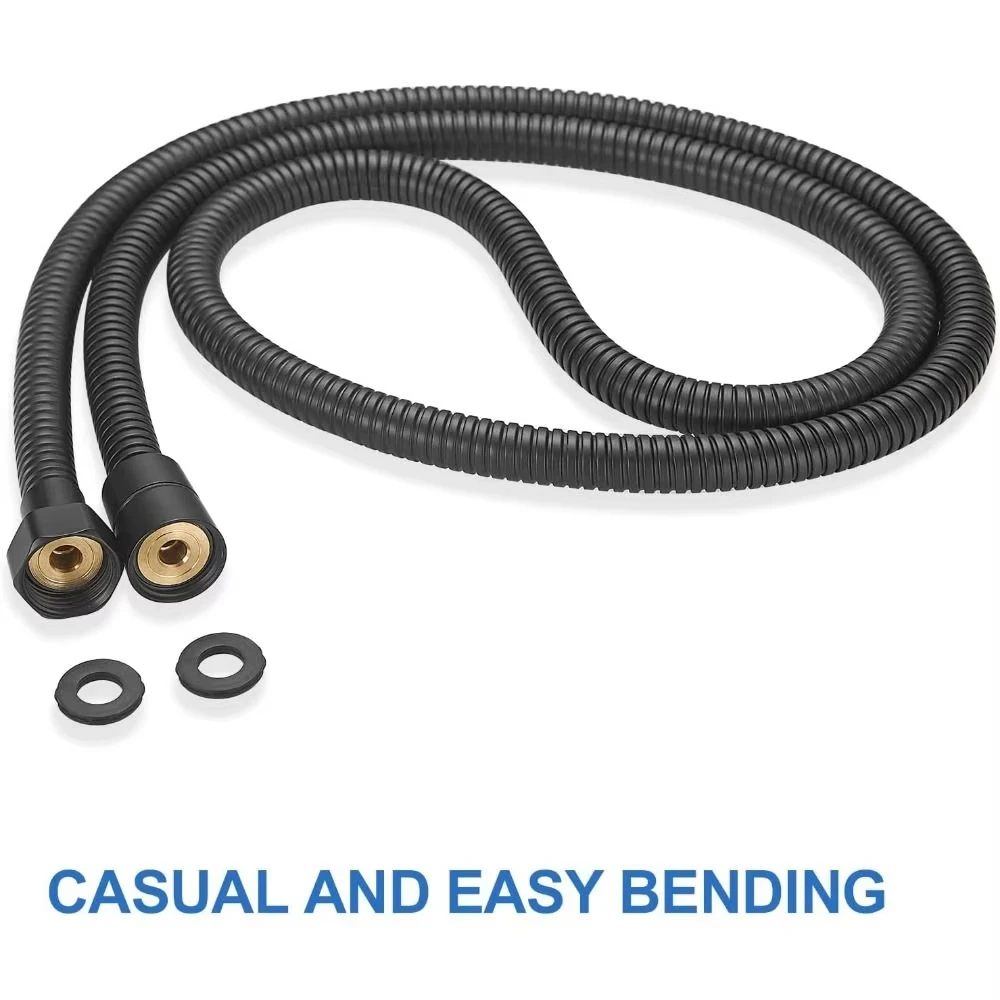 

1,5/2 м, черный SUS 304, гибкий душевой шланг, длинный удлинитель для душевого шланга для ванной комнаты, сантехническая труба, тянущая трубка, аксессуары для ванной