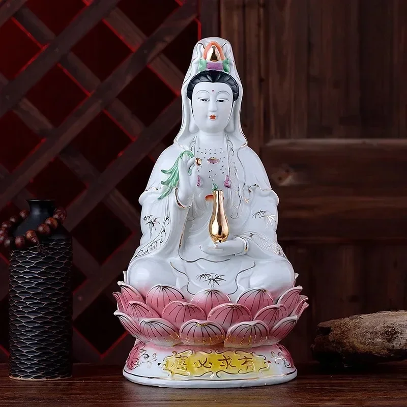 Ceramic Buddha ornaments temple Pray for peace Guanyin Buddha Statue Craft figurine  decoracion