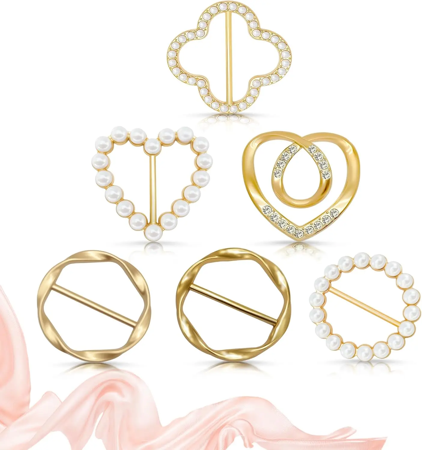 

Scarf Rings Shirt Clips, T-Shirt Tie Clips for Women, Cute Scarf Ring and Slides for Scarves, Clothing Accessories