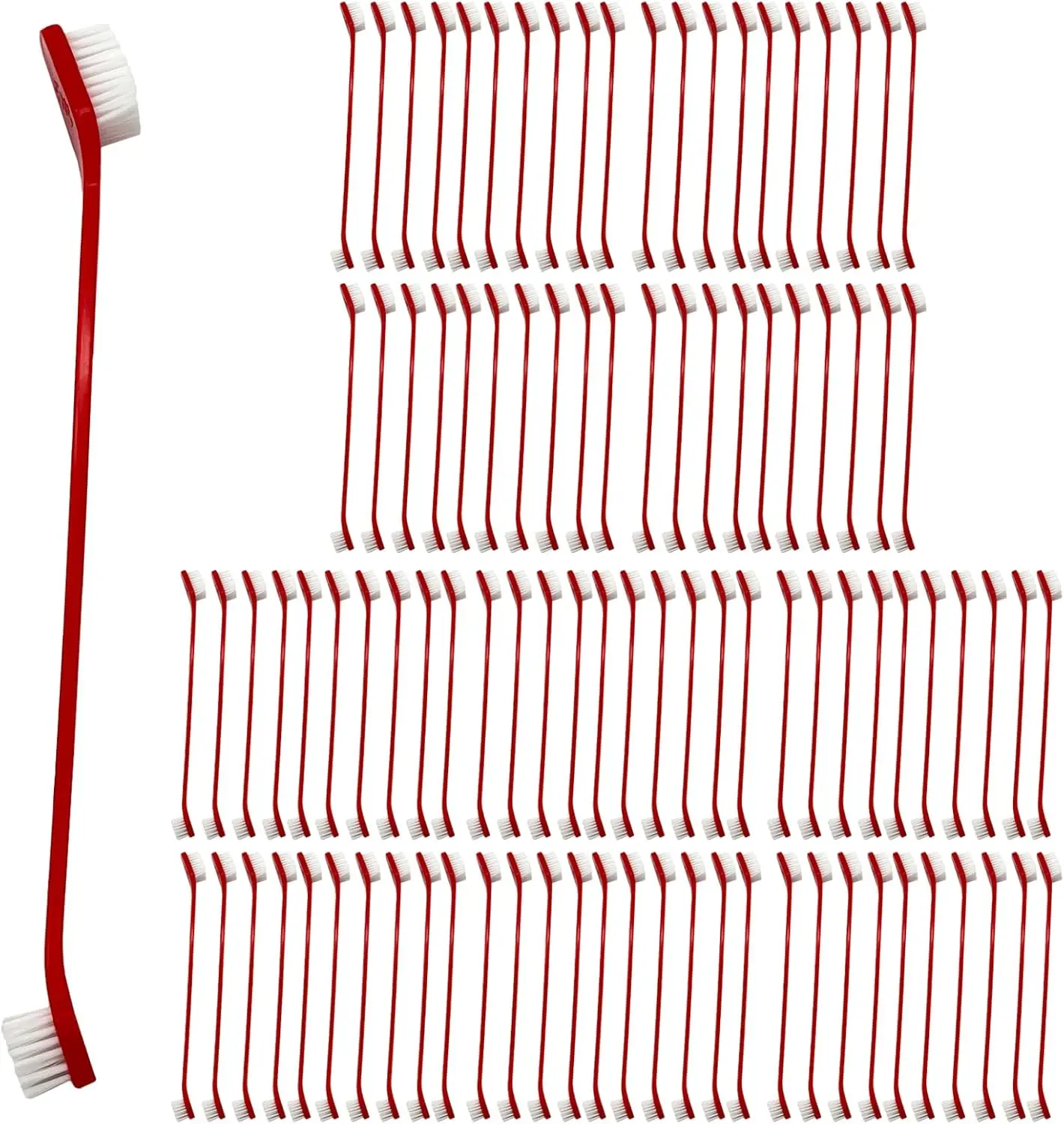 

100Pcs Dog Toothbrush Dual Headed Puppy Tooth Brushing Kit Long Handle Soft Grooming Pet Dental Brushes Convenient Double Sided