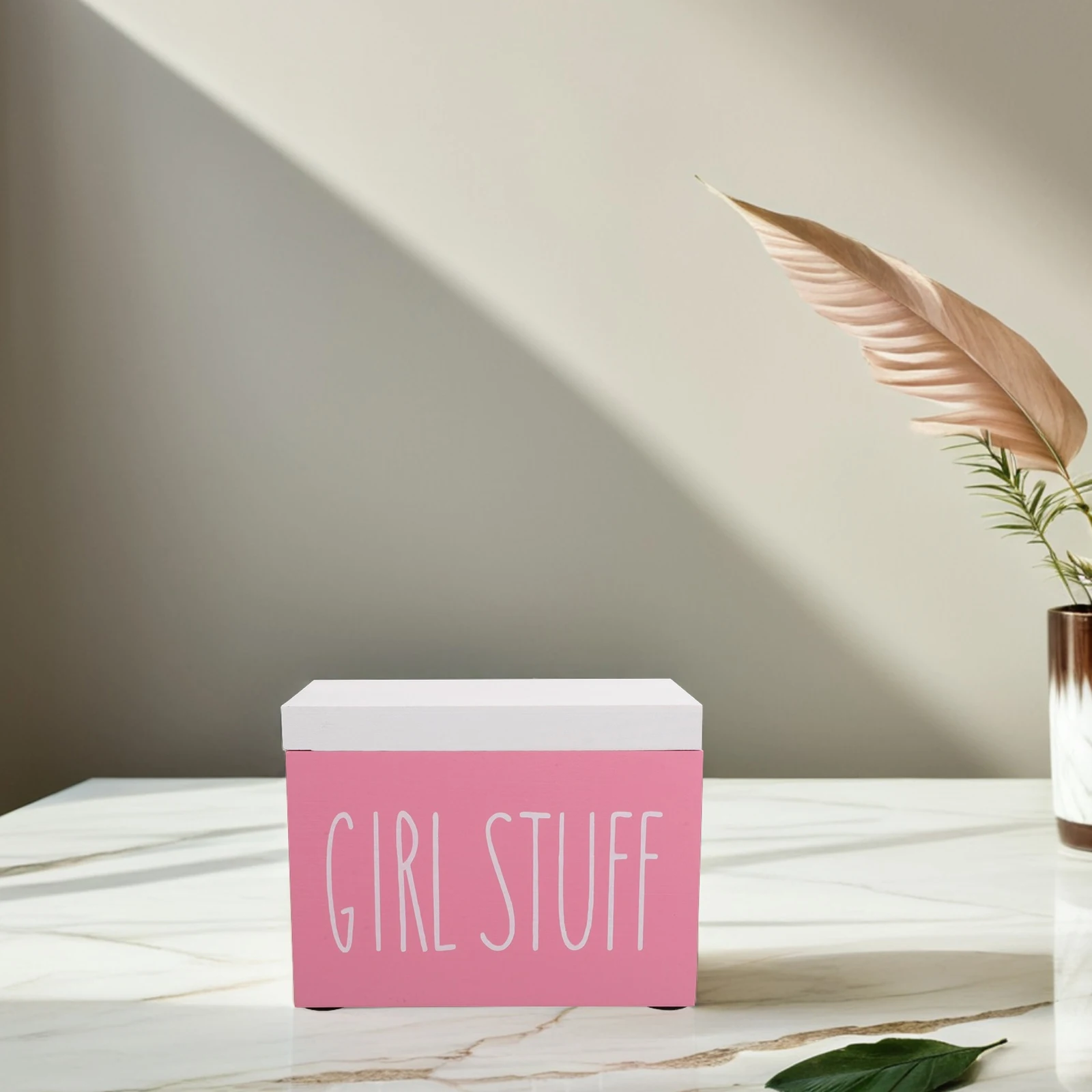 

Wood Bathroom Storage Box with Lid Solid Wood Makeup Pad Holder Compact Farmhouse Organizer for Bathroom Cotton Balls Makeup