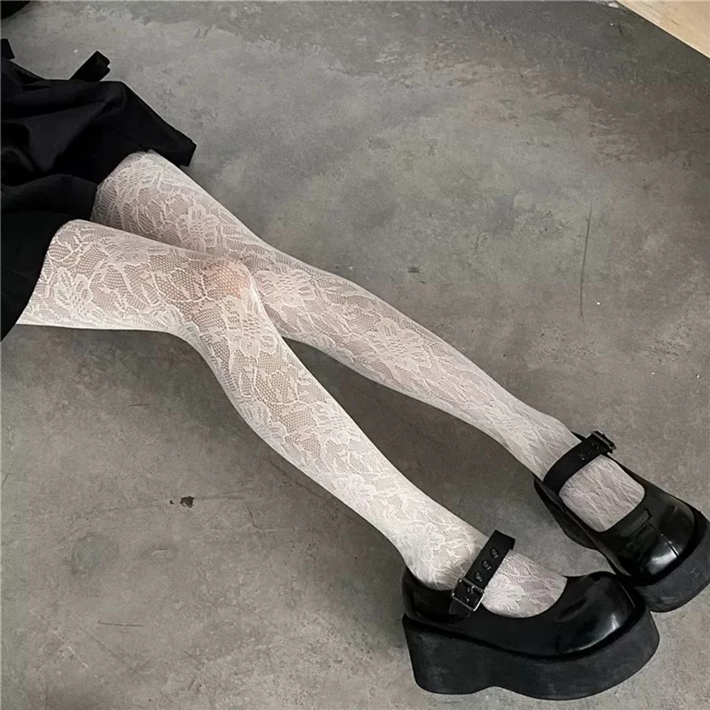Sweet Cute Girls Summer Tights Punk Style Thigh High Stockings Hosiery Sexy Mesh Fishnet Pantyhose Woman Hollow Out Stocking