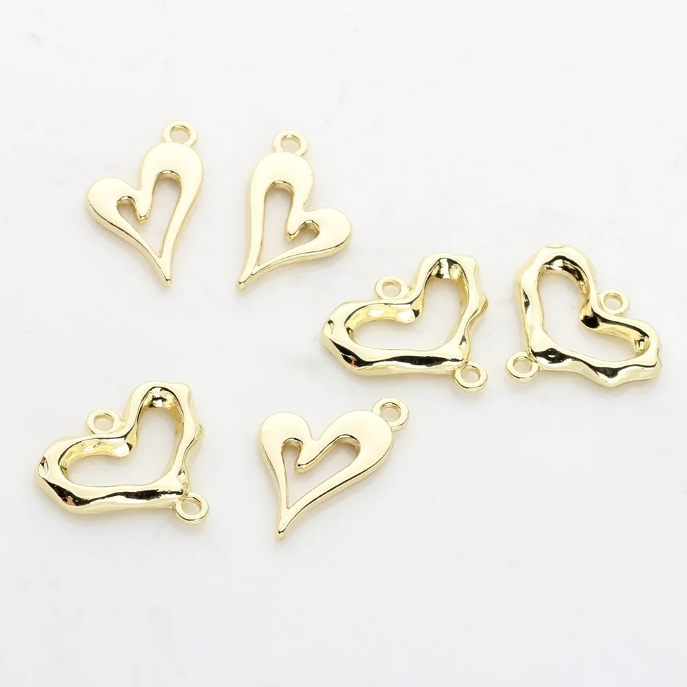 Zinc Alloy Hollow Heart Charms Connectors 10pcs/lot For DIY Jewelry Fashion Earrings Making Accessories