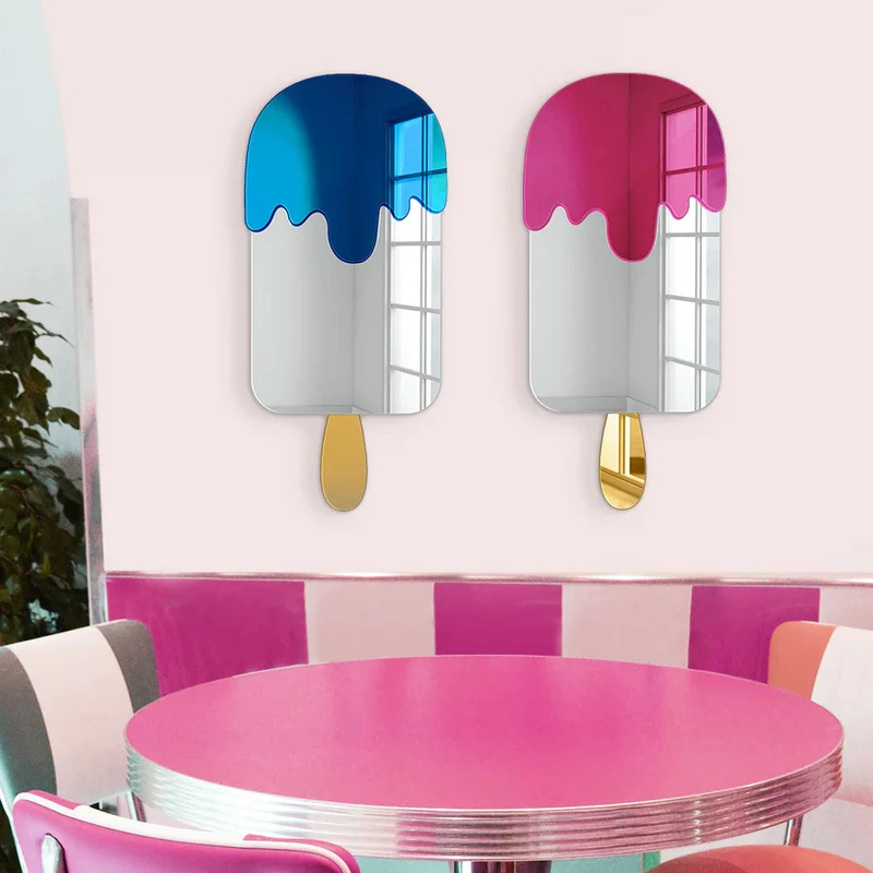 Imagem -02 - Acrílico Sinais de Negócios Espelhado Ice Cream Wall Art Decor Sobremesa Loja Logotipo Ice Drink House Signage Meninas Quarto Decoração Estética 3d