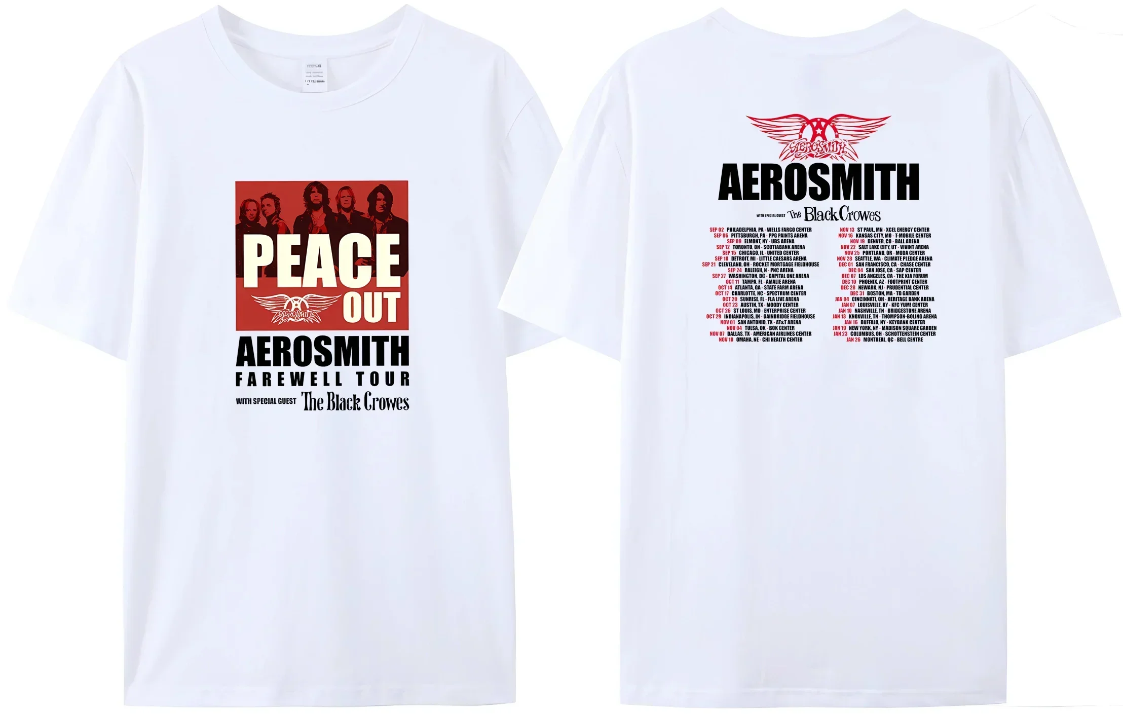 

Amazing summer Aerosmith men's black T-shirt cotton 2023 North America farewell tour hard rock teesNO1