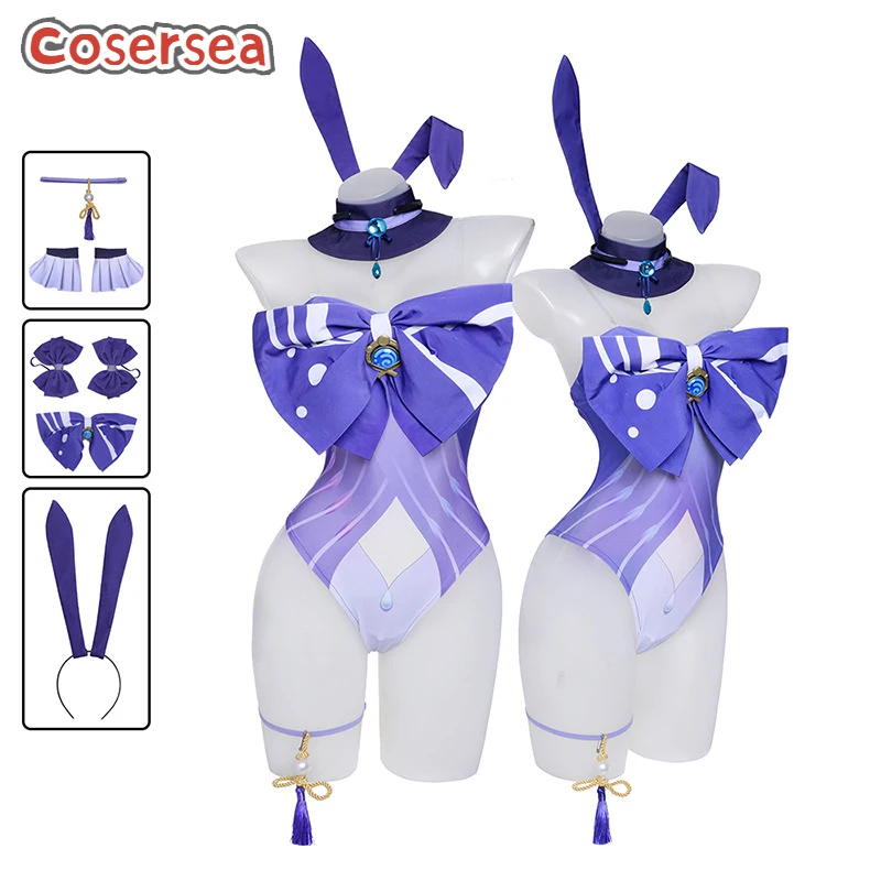 

Cosersea Sangonomiya Kokomi Bunny Cosplay Costume Genshin Impact Sangonomiya Kokomi Bunny Suit Jumpsuit Halloween Outfit Fullset