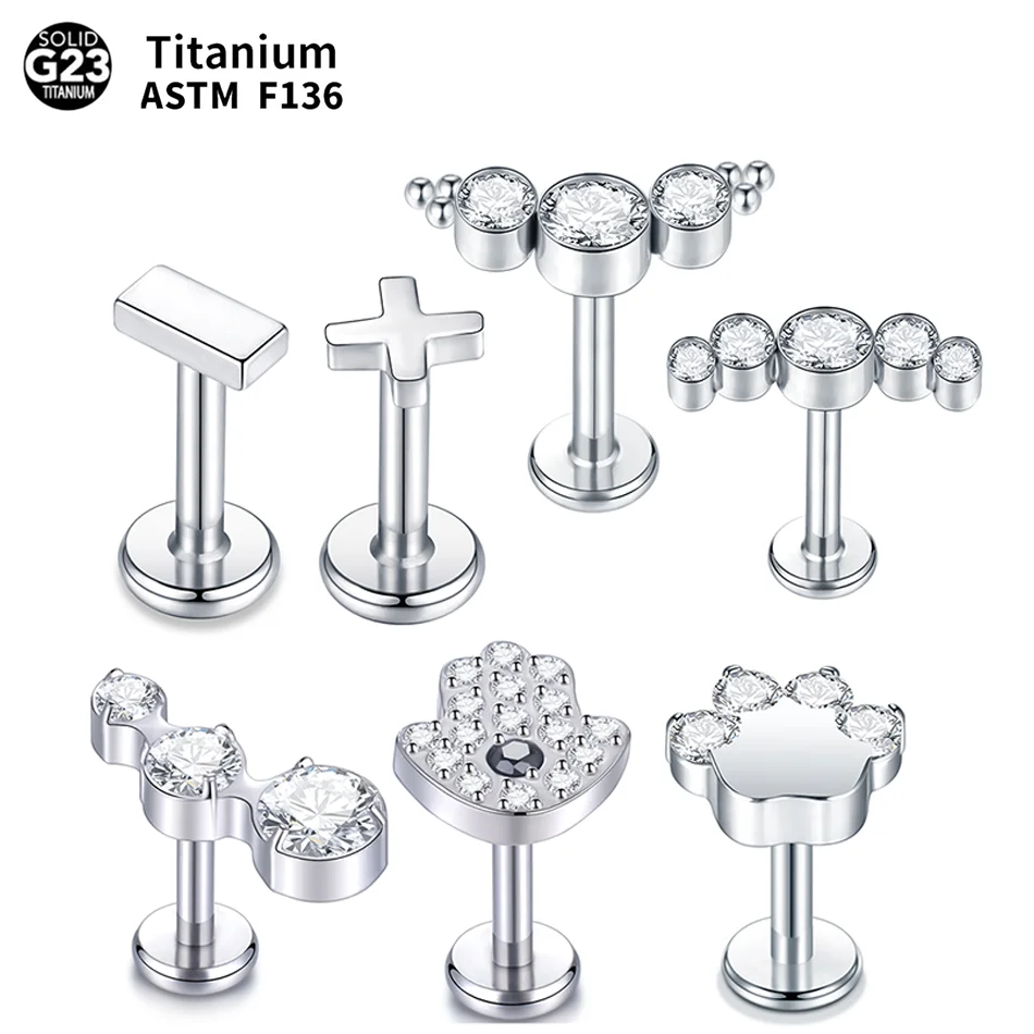 1PC Titanium Cartilage Earring Ear Tragus Lobe Concha Helix Piercing 16G Medusa Labret Stud Lip Ring Piercing Body Jewelry