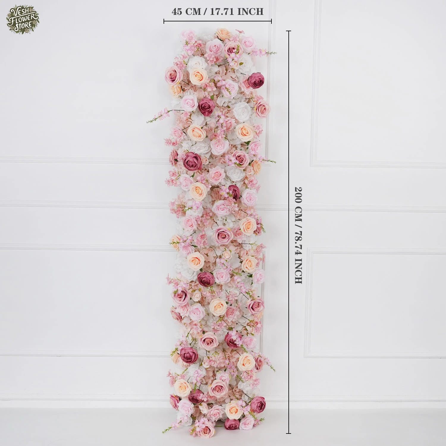 Uflower Artificial Pink Flower Row Roses Outdoor Wedding Curb Party Banquet Hotel Event Background Decoration