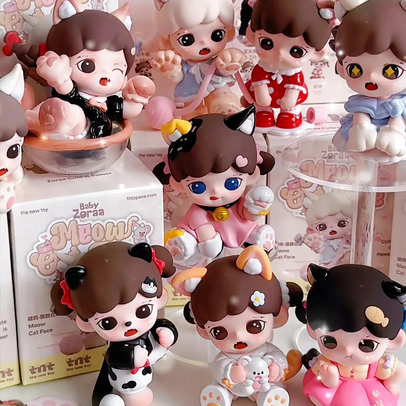 

Genuine Zoraa Meow Cat Face Series Blind Box Kawaii Collect Desktop Ornaments Cute Figurine Model Doll Trendy Toys Holiday Gifts