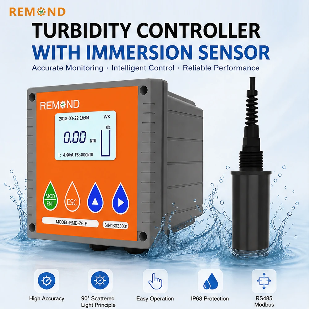 Turbidity Meter 4-20mA Turbidity Controller Water Turbidity Sensor Probe OEM 0-4000NTU for for River Lake Surface Water