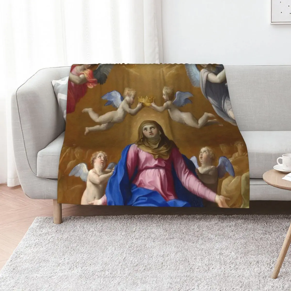 Virgin Mary Jesus Christ Angels Throw Blanket Decorative Sofa Furry Sleeping Bag Cute Beach halloween Blankets