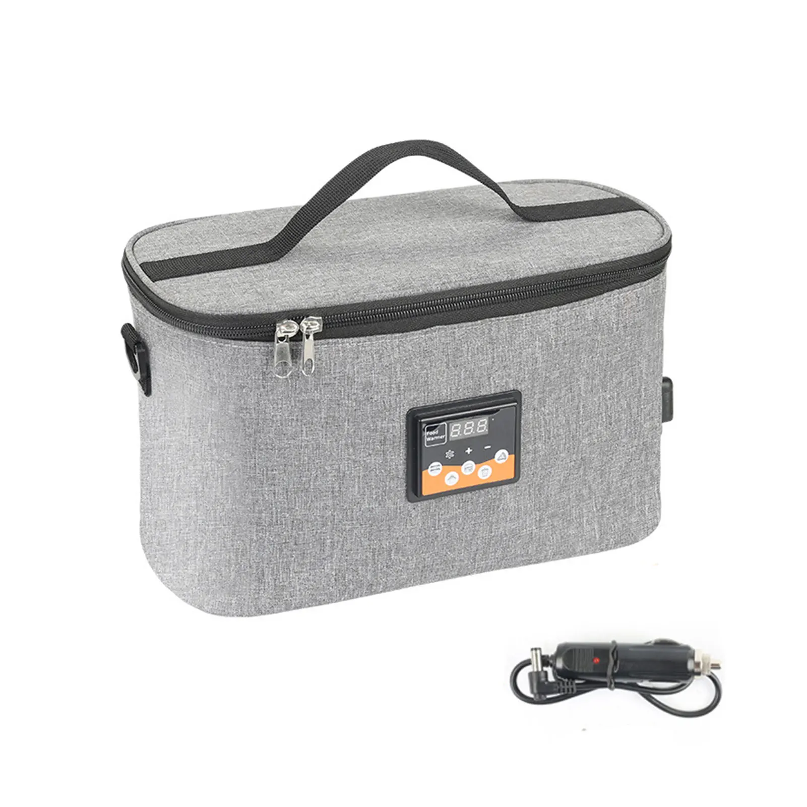 OxfordCloth Car Warmer Bag Electric Lunch Box Food Warmer 30w Heating Bag Insulated Portable Grey