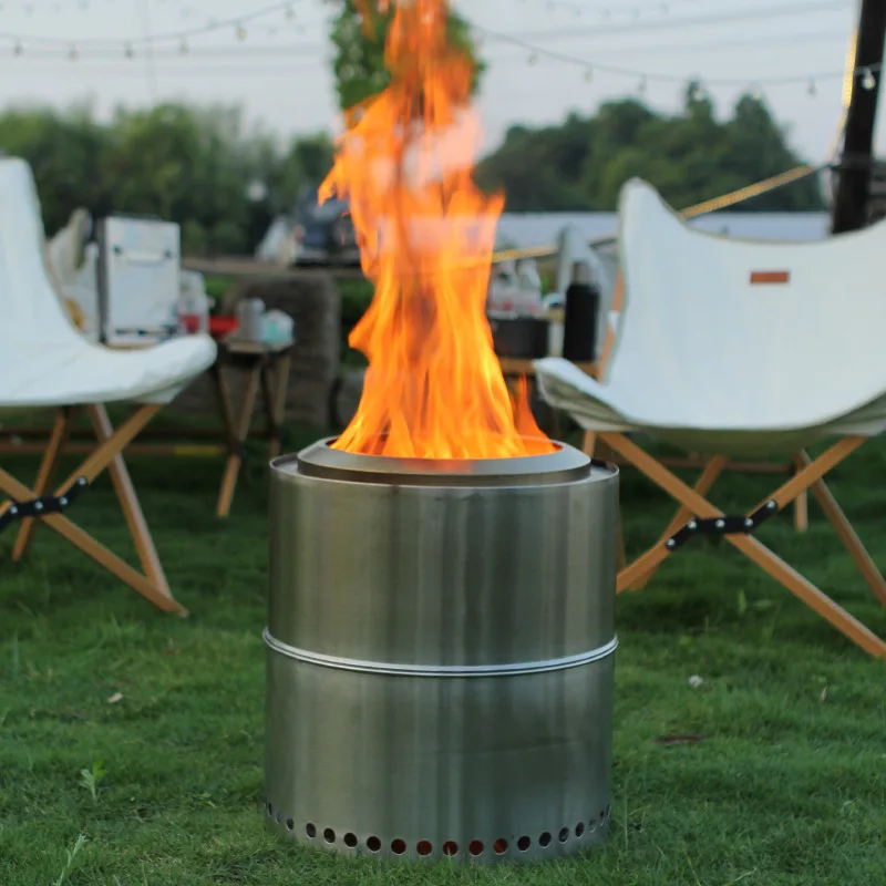 

Wood stove, portable 304 camping folding wood gasifier liner picnic travel field stove