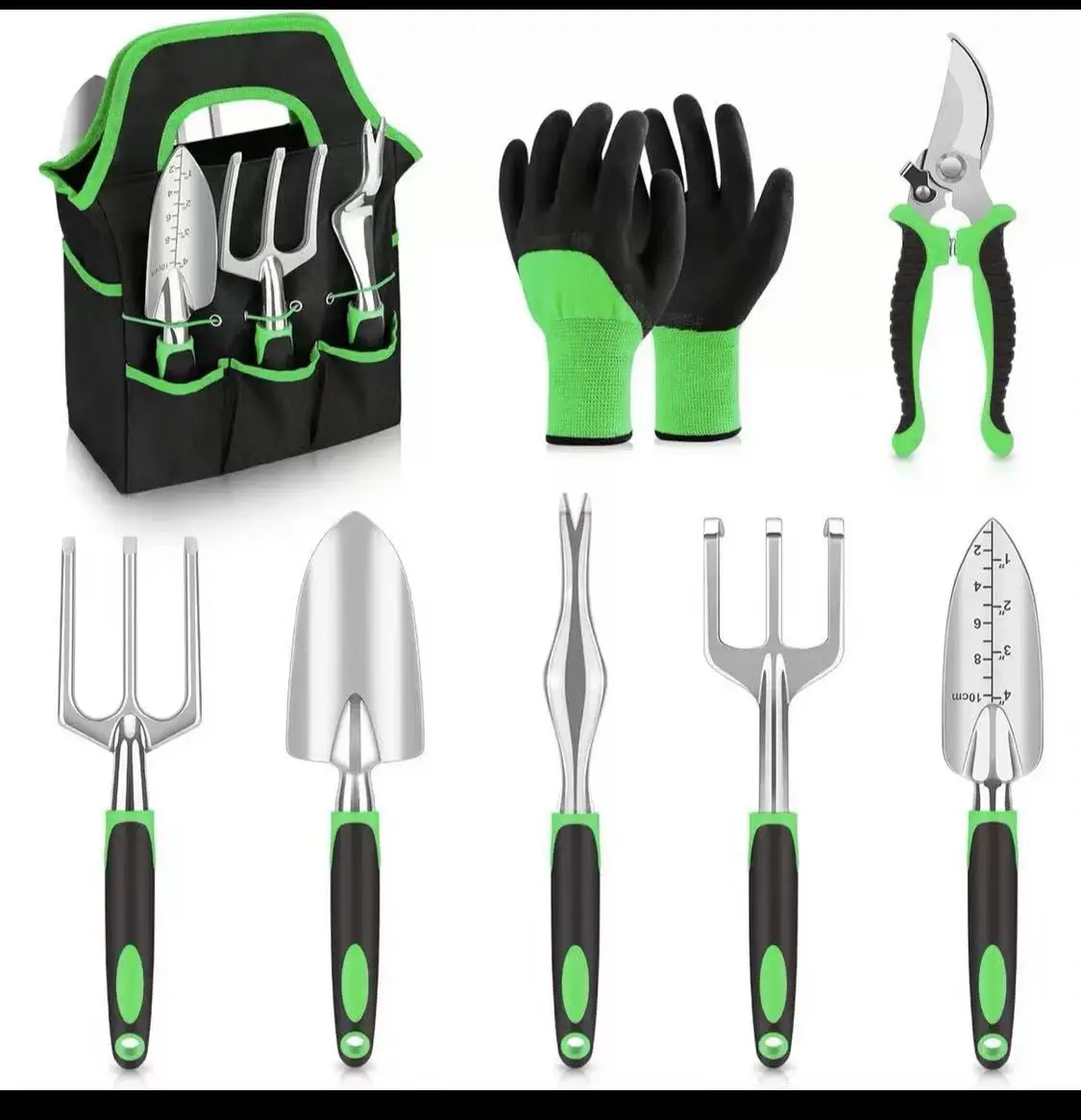 

Набор для тяжелых садовых работ, состоящий из 9 прочных инструментов с удобными нескользящими рукоятками и большой сумкой для инструментов.