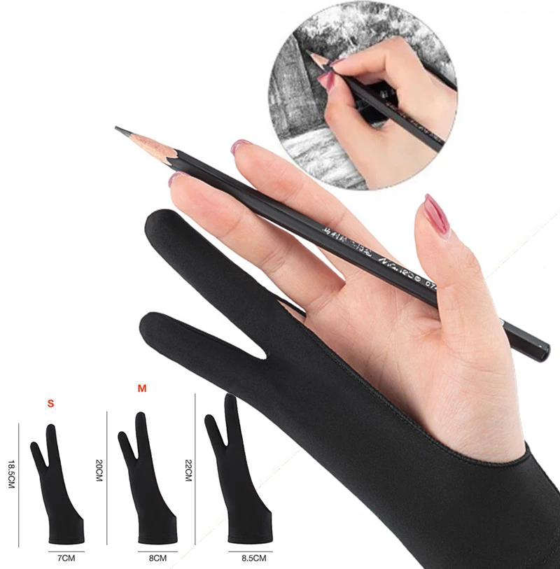 Two-Finger Anti-touch Hand Painting Gloves For Tablet Digital Board Screen Touch Drawing Anti-fouling Oil Painting Art Supplies