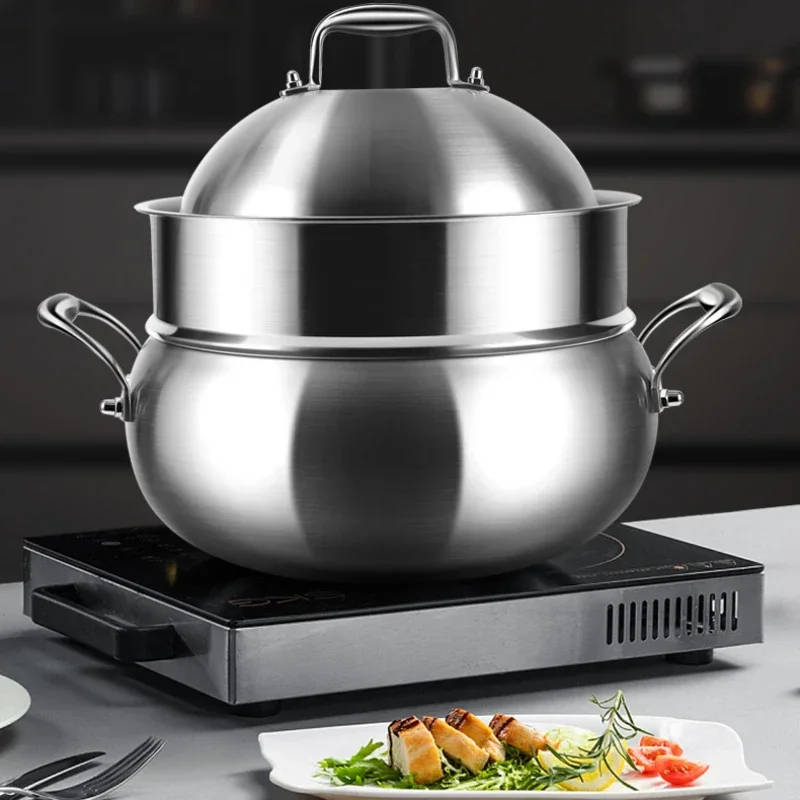 

Stainless Steel Stockpot, Household Cookware, Uncoated Cooking Pot, Gas and Induction Cooker Universal Chafing Dish